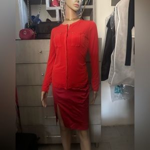 Beautiful Red set XS stretchy new / floor sample/